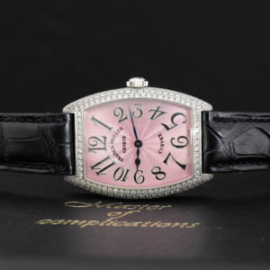 FRANCK MULLER CURVEX REF. 7502 QZD ORO BIANCO E DIAMANTI QUADRANTE ROSA CON SCATOLA E GARANZIA