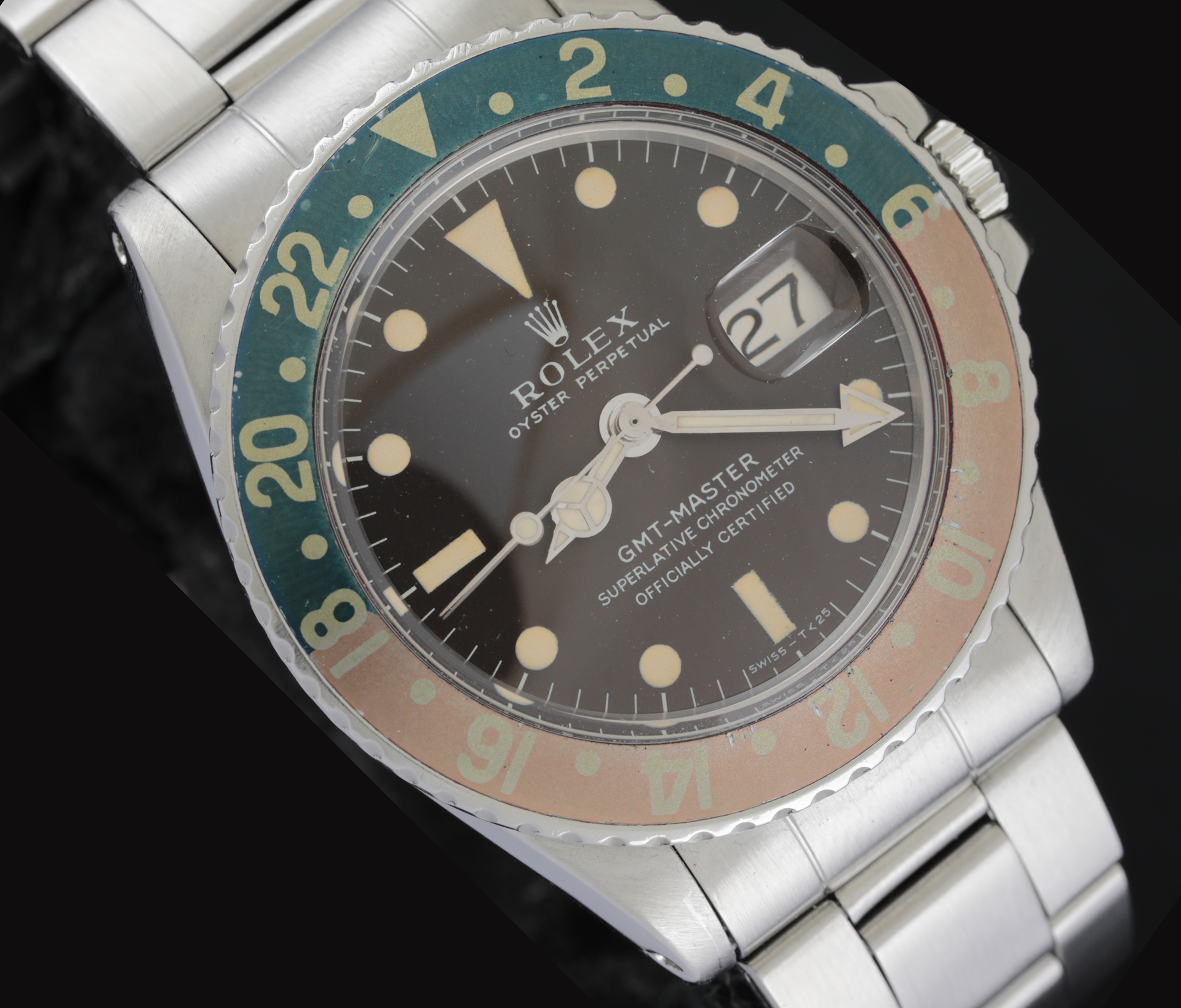 ROLEX GMT MASTER REF 1675 LONG E CHANGED COLOR DIAL BROWN Vintage Watches Stefano Mazzariol
