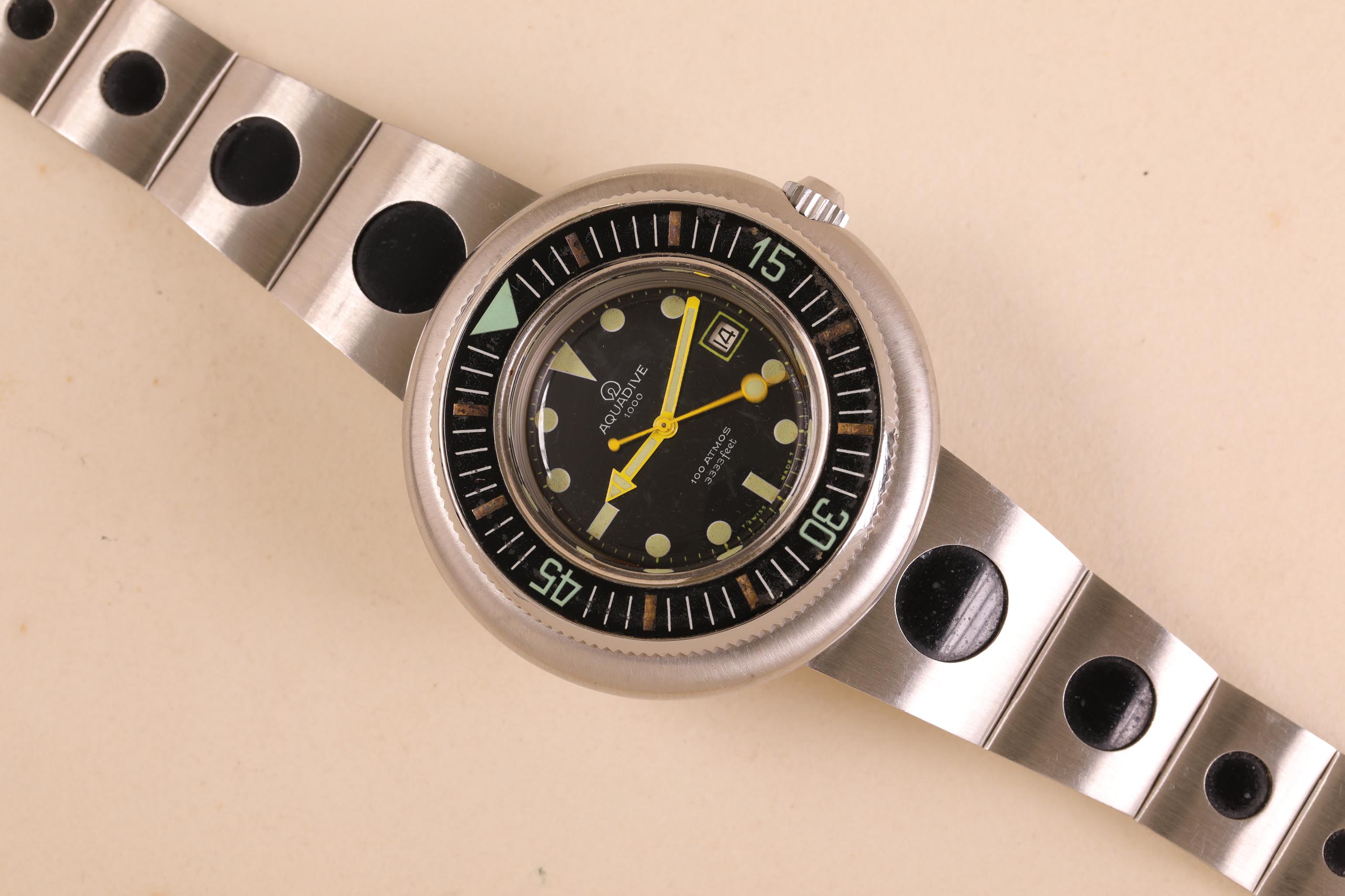 AQUADIVE 1000 RARE VINTAGE OVERSIZE DIVE WATCH 1970s 1 acquadive