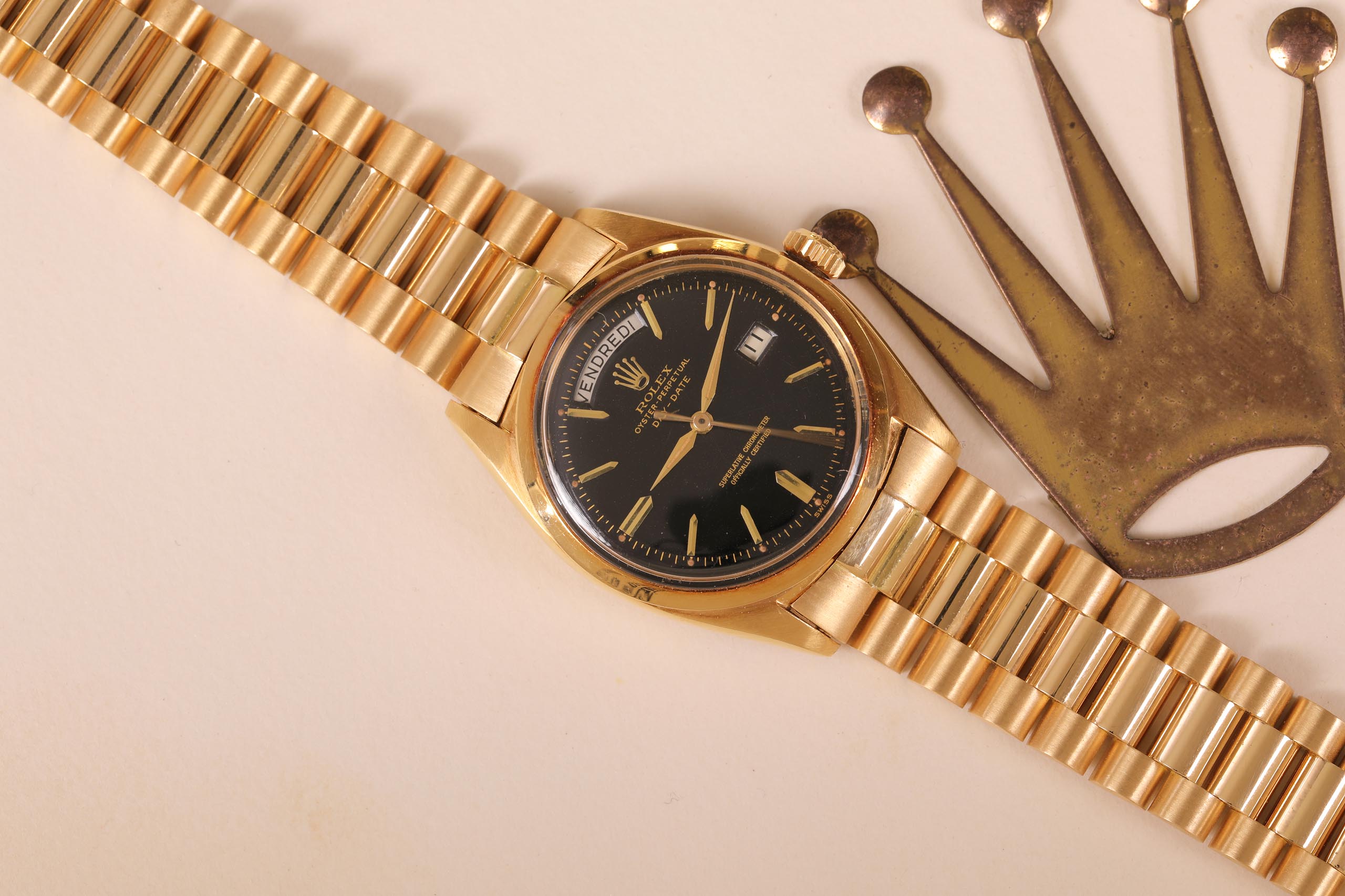 Rolex Daydate ref. 6612B with Black Dial Gilt Gold Writings and Big Logo Bracelet 1 6612 1