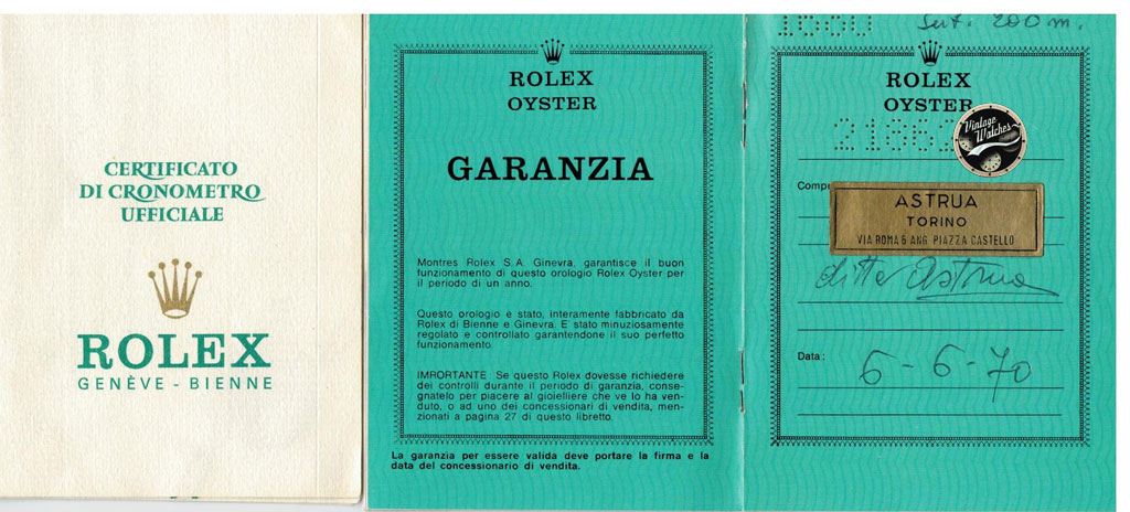 Certificato di garanzia rolex 2025