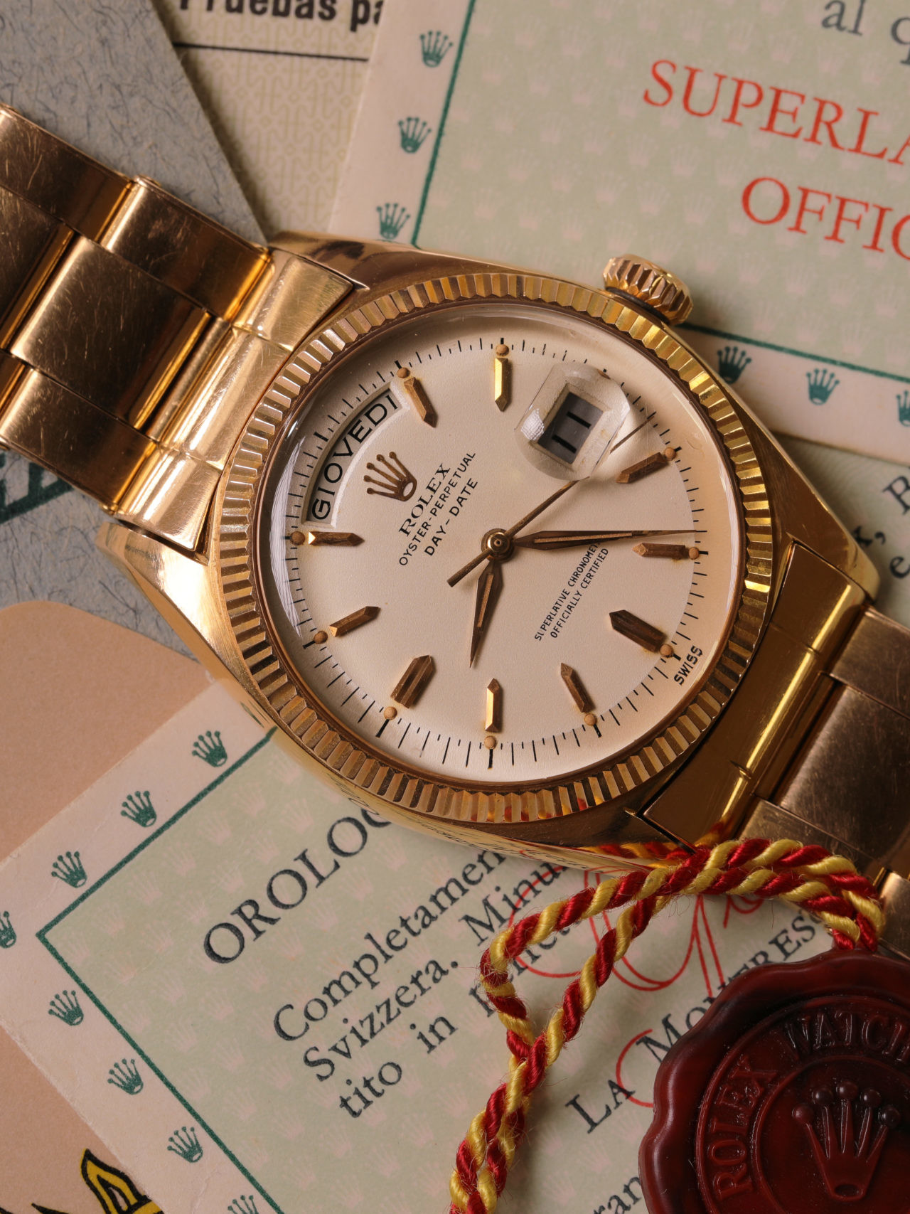 Rolex Daydate ref. 1803 In Oro Rosa con bracciale Oyster elastico Full Set 92 dd pink 1 uai