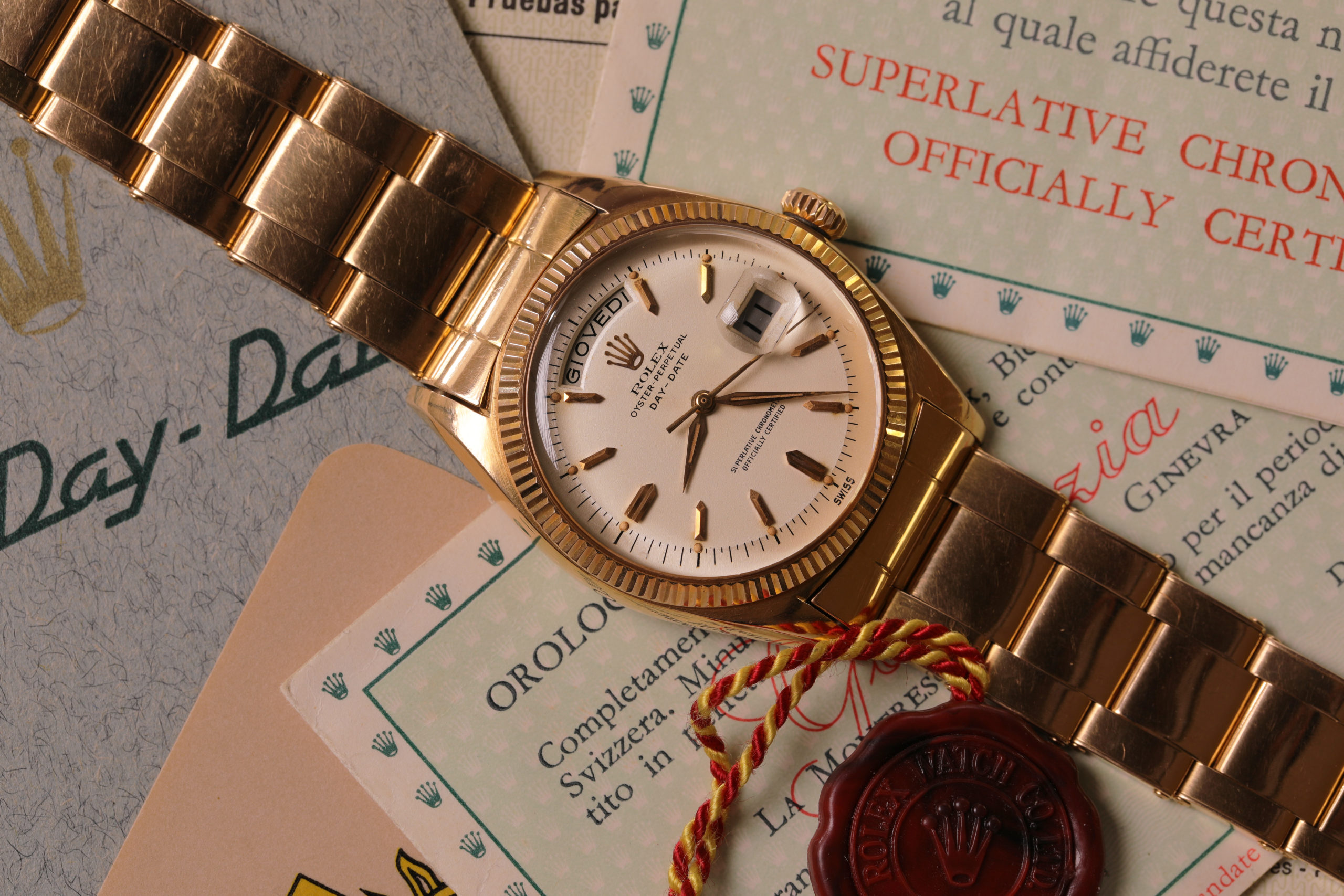 Rolex Daydate ref. 1803 In Oro Rosa con bracciale Oyster elastico Full Set 1 dd pink 1